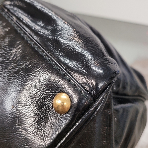 Yves Saint Laurent YSL Tote Bag Y-Mail Patent Leather Black also RARE keyring - Picture 13 of 16